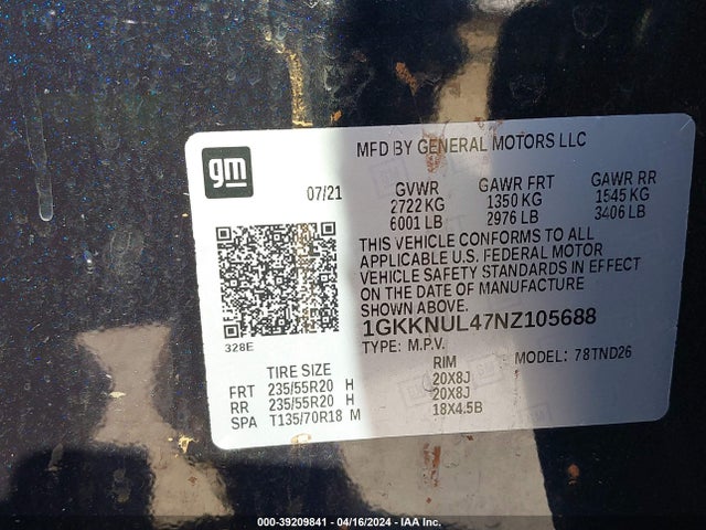 GMC Acadia Awd Slt 2022 1GKKNUL47NZ105688 Image 9