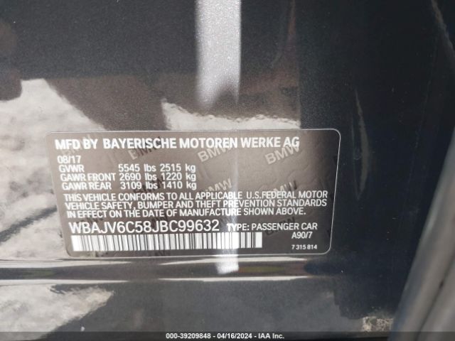 WBAJV6C58JBC99632 BMW 640i Gran Turismo Xdrive