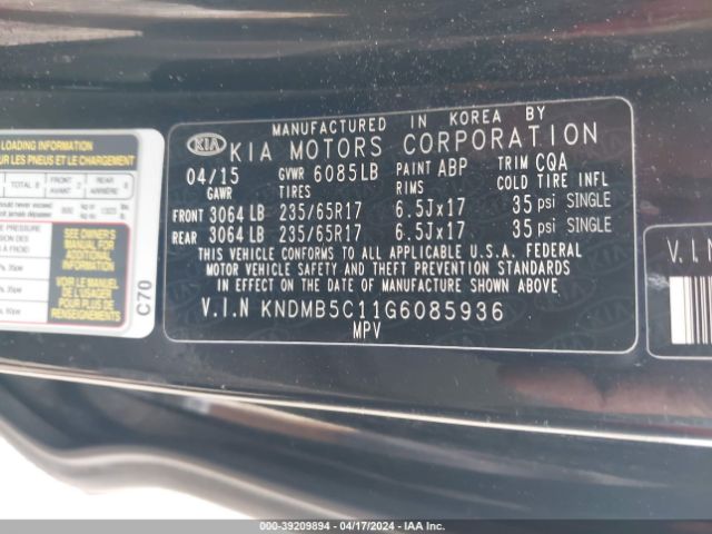 KNDMB5C11G6085936 KIA SEDONA LX