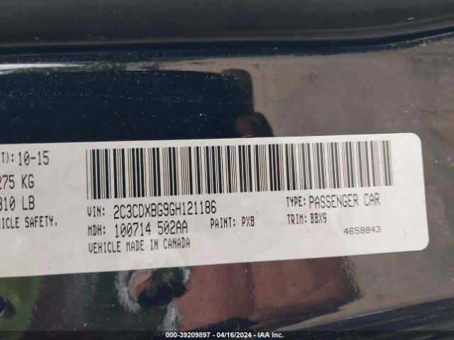 2C3CDXBG9GH121186 Dodge Charger Se