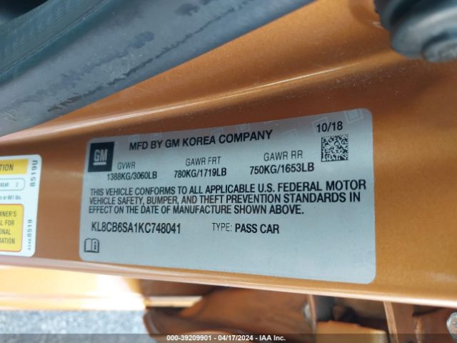 KL8CB6SA1KC748041 Chevrolet Spark Ls Cvt