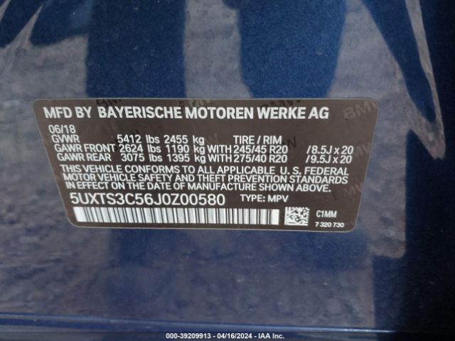 5UXTS3C56J0Z00580 BMW X3 M40i