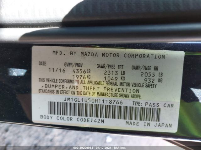 JM1GL1U50H1118766 Mazda Mazda6 Sport