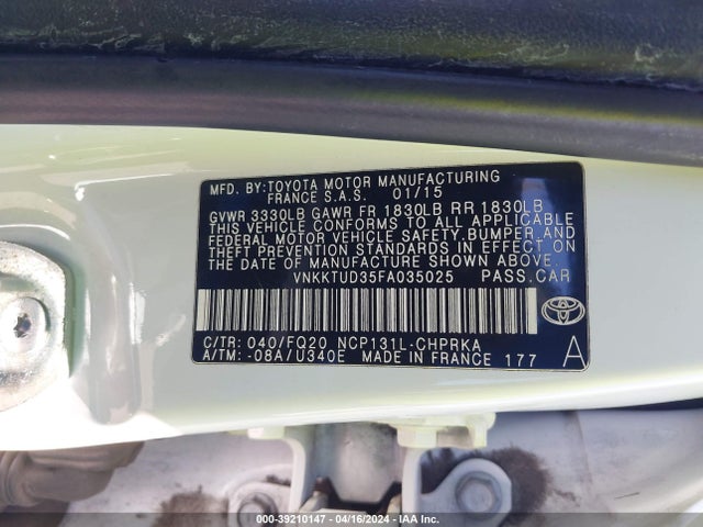 Toyota YARIS L 2015 VNKKTUD35FA035025 Image 9