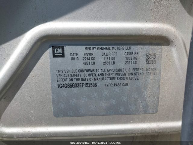 1G4GB5G33EF152506 Buick Lacrosse Leather Group