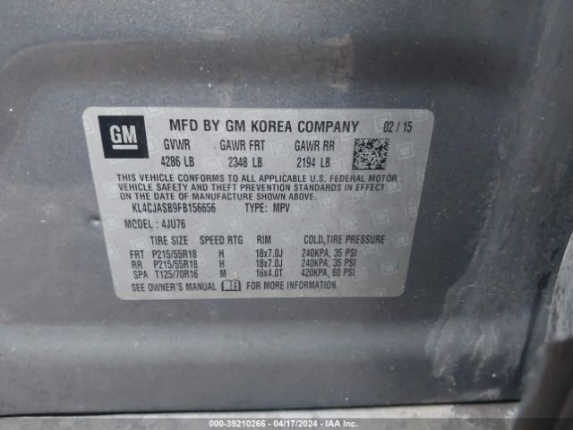 KL4CJASB9FB156656 Buick Encore