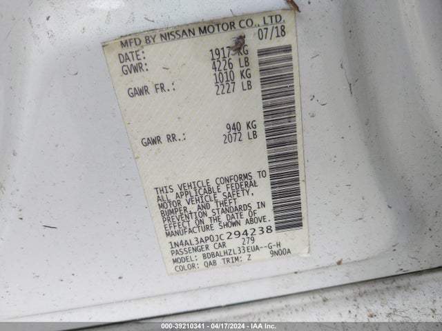 Nissan Altima 2.5 Sr 2018 1N4AL3AP0JC294238 Image 9