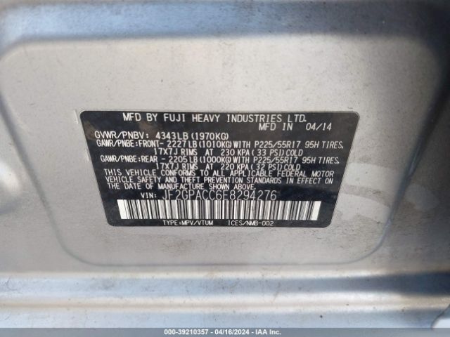 JF2GPACC6E8294276 Subaru Xv Crosstrek 2.0i Premium