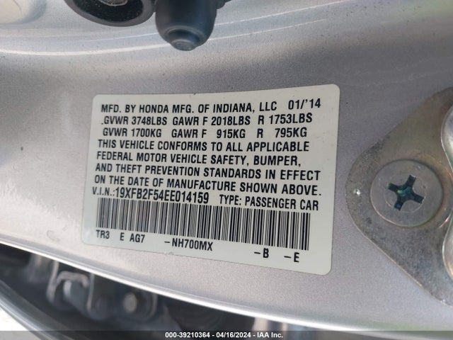 Honda Civic Lx 2014 19XFB2F54EE014159 Image 9