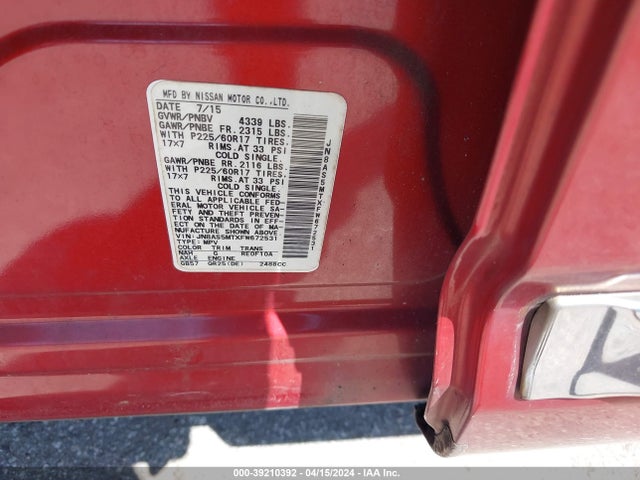 Nissan Rogue Select S 2015 JN8AS5MTXFW672531 Image 9
