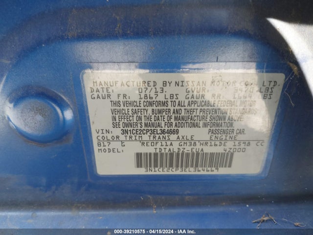 Nissan Versa Note Sv 2014 3N1CE2CP3EL364669 Image 9