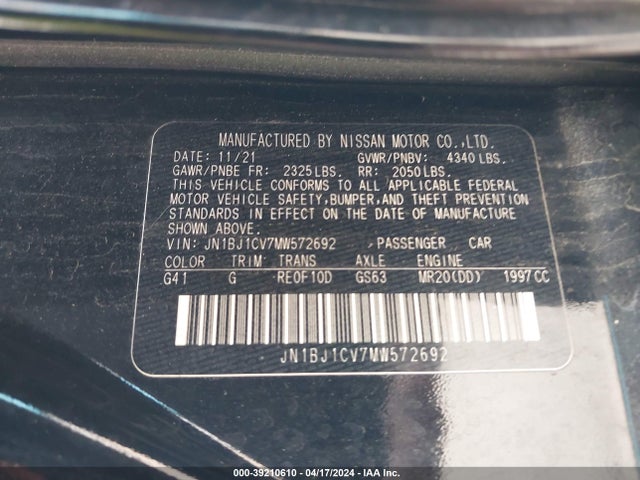 JN1BJ1CV7MW572692 Nissan Rogue Sport Sl Fwd Xtronic Cvt