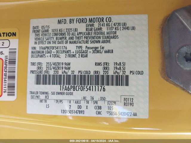 Ford Mustang Gt Premium 2015 1FA6P8CF0F5411176 Image 9