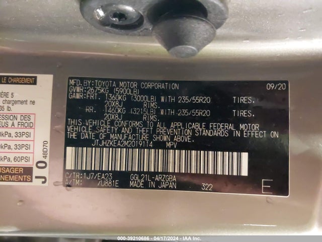 JTJHZKEA2M2019114 Lexus Rx 350l