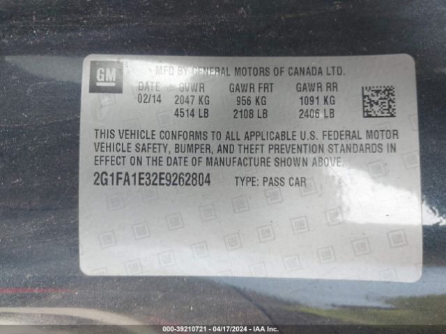 2G1FA1E32E9262804 Chevrolet Camaro 2ls