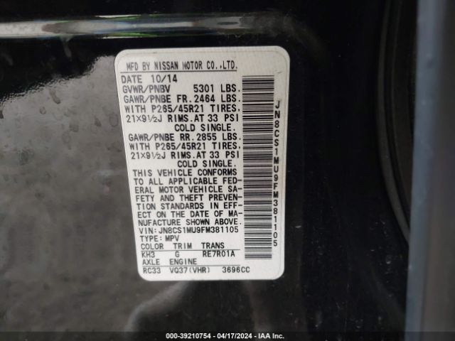 JN8CS1MU9FM381105 Infiniti QX70