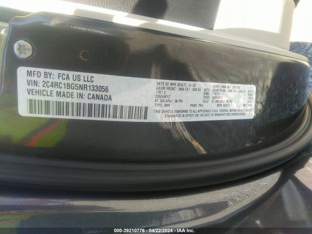 Chrysler Pacifica Touring L 2022 2C4RC1BG5NR133056 Image 9