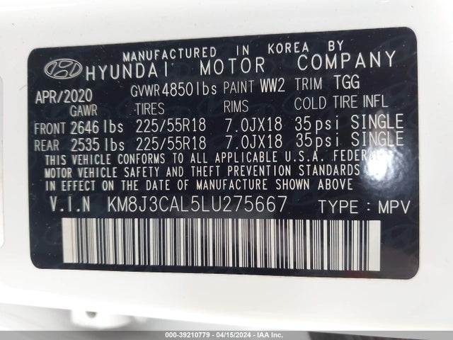 Hyundai TUCSON SEL 2020 KM8J3CAL5LU275667 Image 9
