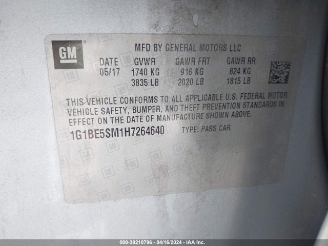 Chevrolet Cruze Lt Auto 2017 1G1BE5SM1H7264640 Image 9
