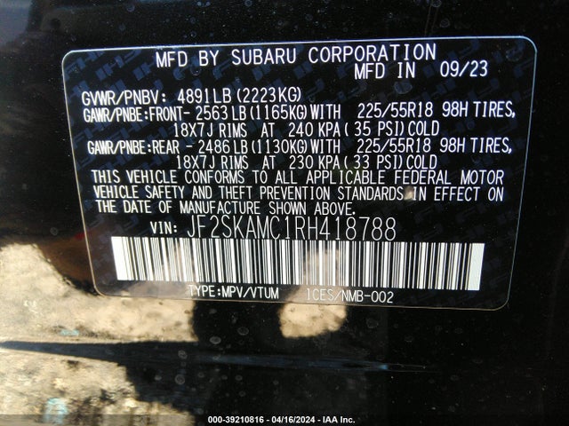 JF2SKAMC1RH418788 Subaru Forester Touring