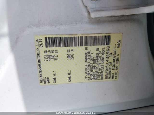 Nissan Maxima 3.5 Sv 2014 1N4AA5AP5EC434968 Image 9