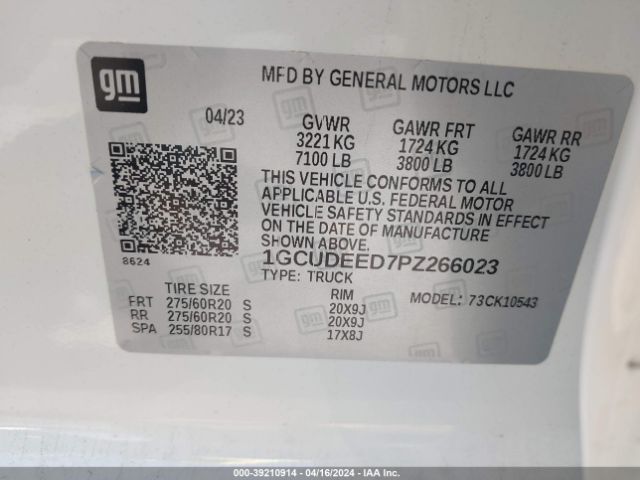 1GCUDEED7PZ266023 Chevrolet Silverado 1500 4wd  Short Bed Rst