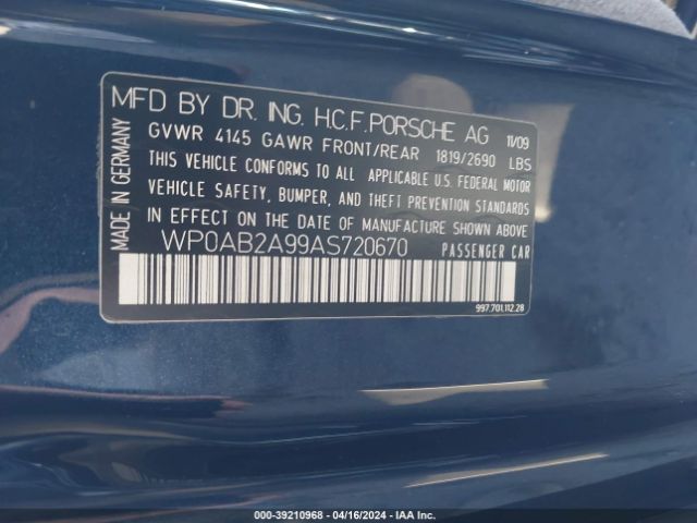 2010 PORSCHE 911 WP0AB2A99AS720670 Photo 8