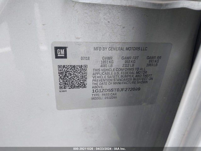 Chevrolet MALIBU LT 2018 1G1ZD5ST0JF272099 Image 9