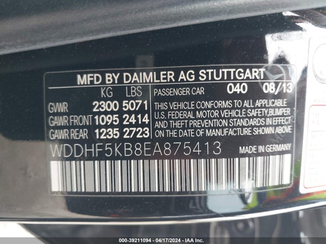Mercedes-Benz E 350 2014 WDDHF5KB8EA875413 Image 9