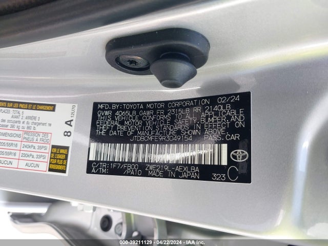 Toyota Corolla Hybrid Le 2024 JTDBCMFE9R3049154 Image 9
