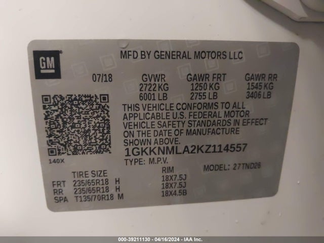 GMC Acadia Slt-1 2019 1GKKNMLA2KZ114557 Image 9