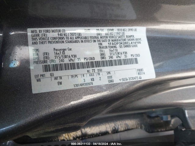 Ford FOCUS SE 2014 1FADP3K28EL414166 Image 9