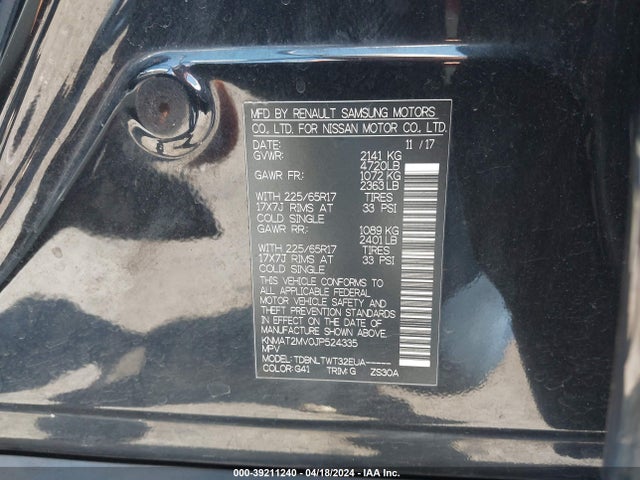 Nissan ROGUE SV 2018 KNMAT2MV0JP524335 Image 9