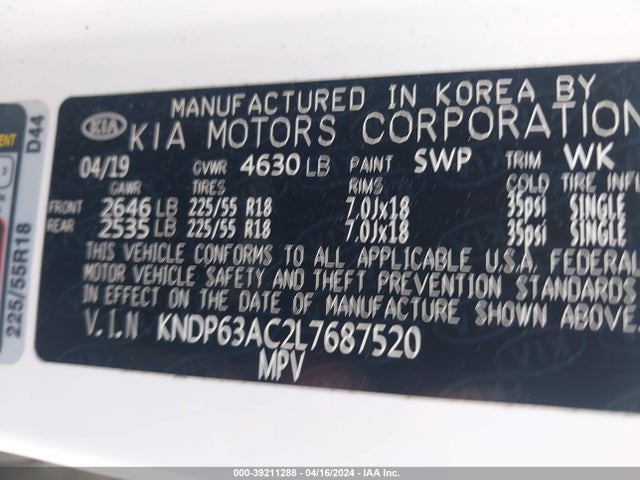 KIA SPORTAGE S 2020 KNDP63AC2L7687520 Image 9