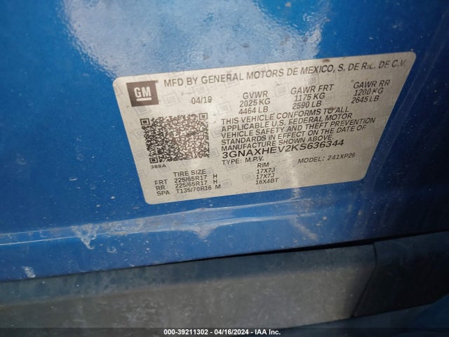 Chevrolet EQUINOX LS 2019 3GNAXHEV2KS636344 Image 9