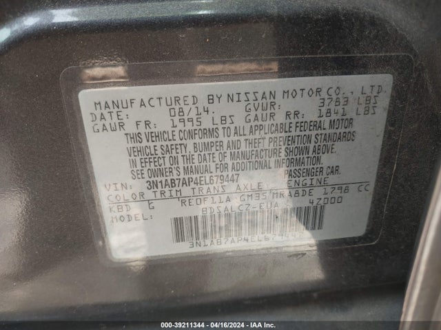 Nissan SENTRA S 2014 3N1AB7AP4EL679447 Image 9