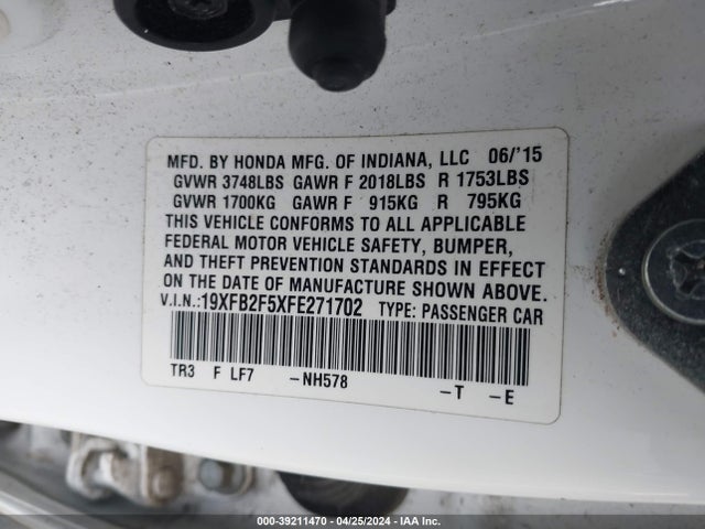 Honda Civic Lx 2015 19XFB2F5XFE271702 Image 9