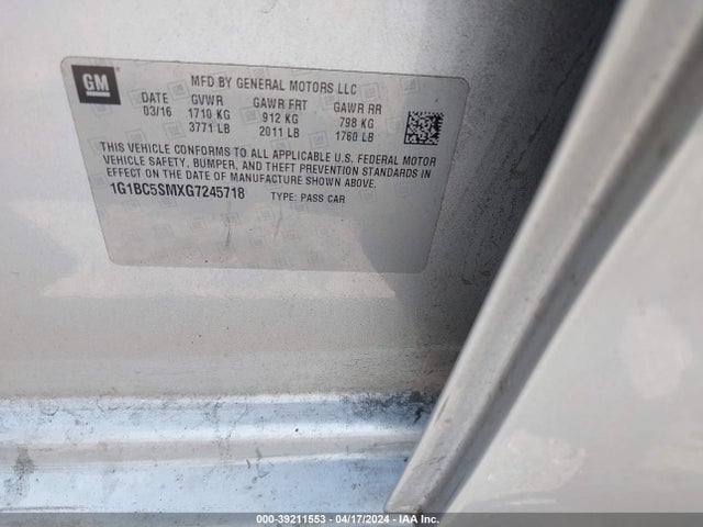Chevrolet Cruze Ls Auto 2016 1G1BC5SMXG7245718 Image 9