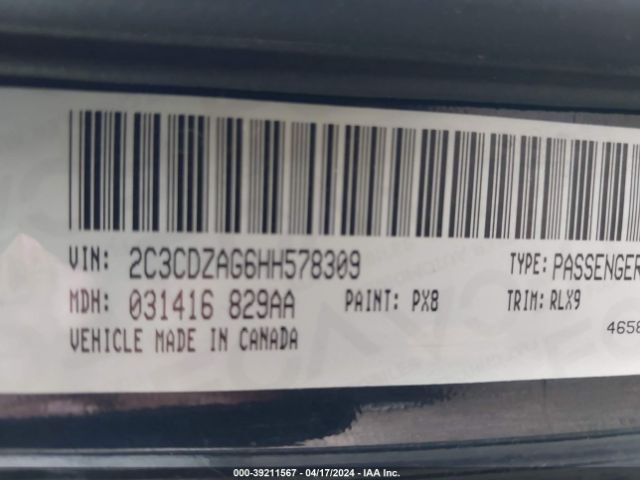 2C3CDZAG6HH578309 Dodge Challenger Sxt Plus