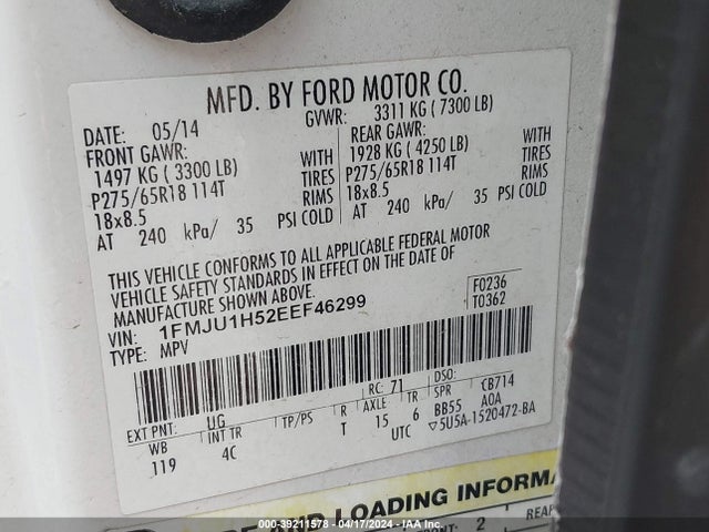 Ford Expedition Xlt 2014 1FMJU1H52EEF46299 Image 9
