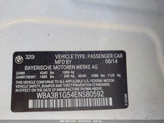 WBA3B1G54ENS80592 BMW 320i