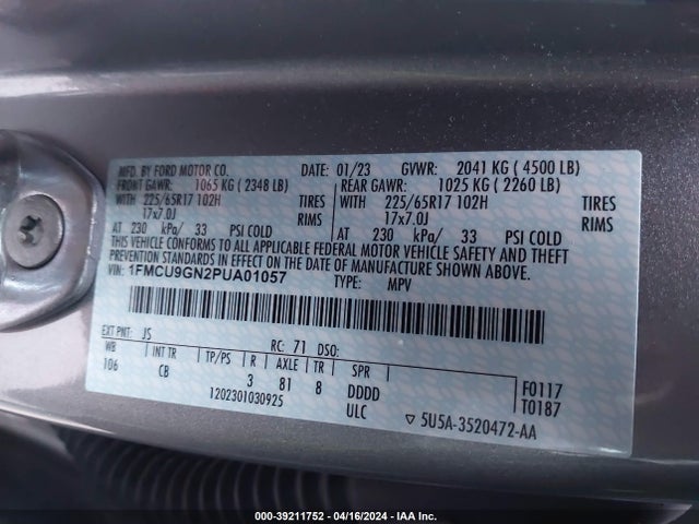 Ford Escape Active 2023 1FMCU9GN2PUA01057 Image 9