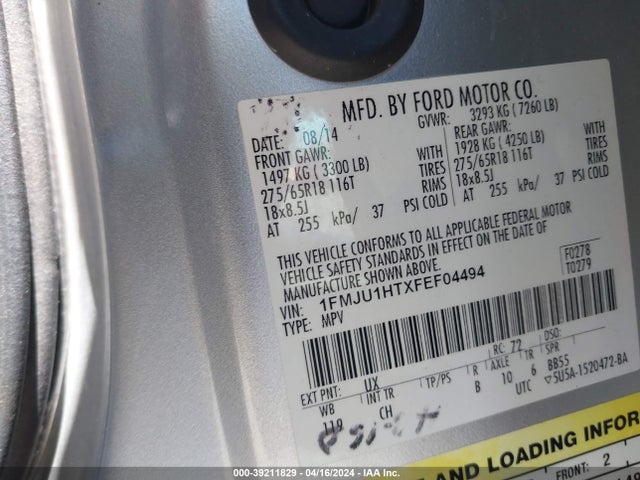 Ford Expedition Xlt 2015 1FMJU1HTXFEF04494 Image 9