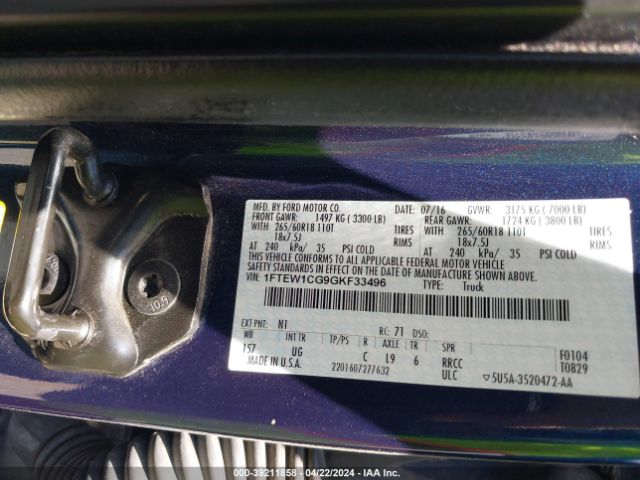 1FTEW1CG9GKF33496 Ford F-150 Xlt