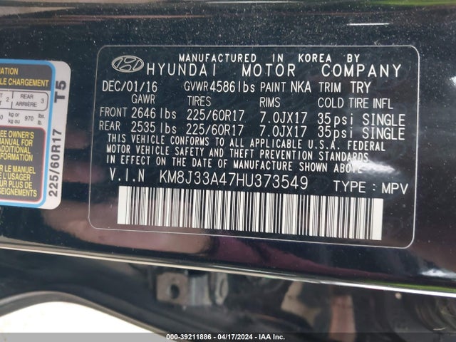 Hyundai Tucson Se Plus 2017 KM8J33A47HU373549 Image 9