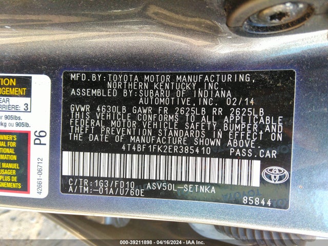 Toyota CAMRY LE 2014 4T4BF1FK2ER385410 Image 9