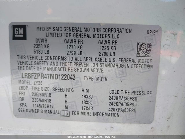 Buick Envision Awd Essence 2021 LRBFZPR47MD122043 Image 9