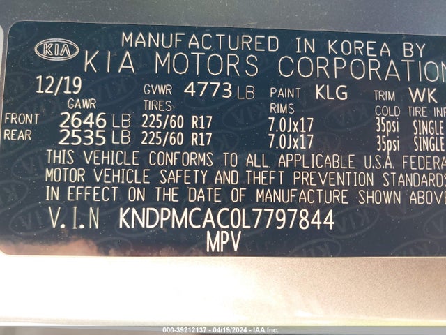 KIA Sportage Lx 2020 KNDPMCAC0L7797844 Image 9
