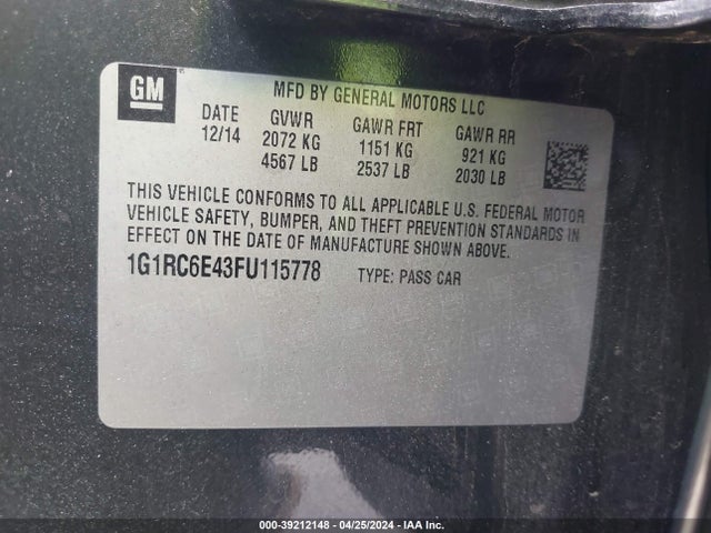 Chevrolet Volt 2015 1G1RC6E43FU115778 Image 9