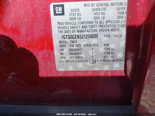 1GTG6CEN3J1234809 GMC CANYON SLE